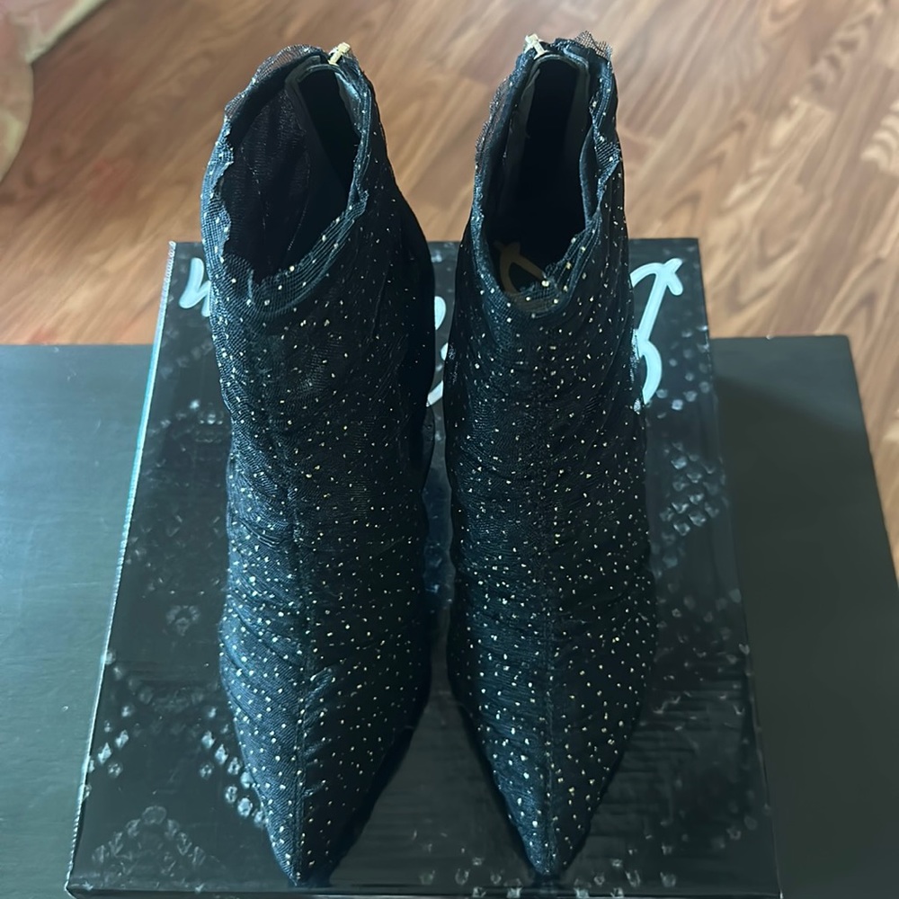 Sam Edelman Women's Farren Booties, Black/Gold, 7  US.New, original box, no tags